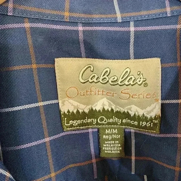 Cabela's Blue Plaid Button Down Casual Men's Shirt M - Picture 4 of 6
